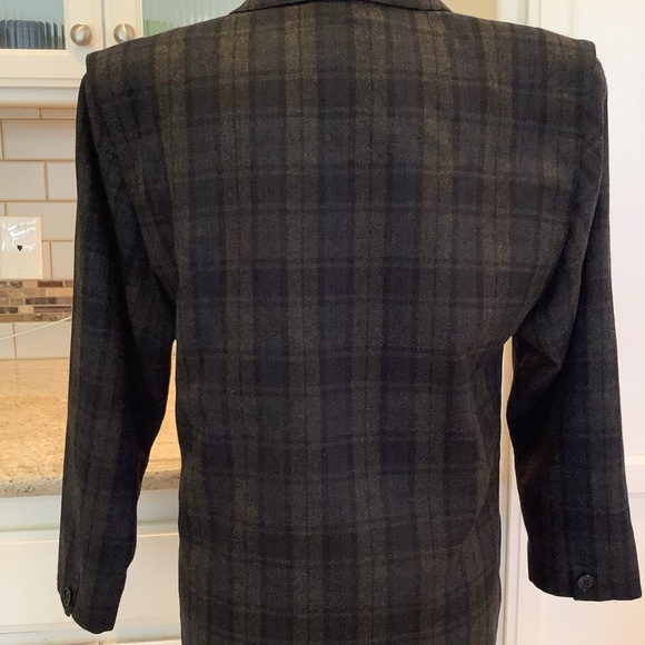 Basile Made in Italy Black Blue Plaid Double-Breasted Wool Blazer EU Sz 40 - Picture 5 of 10